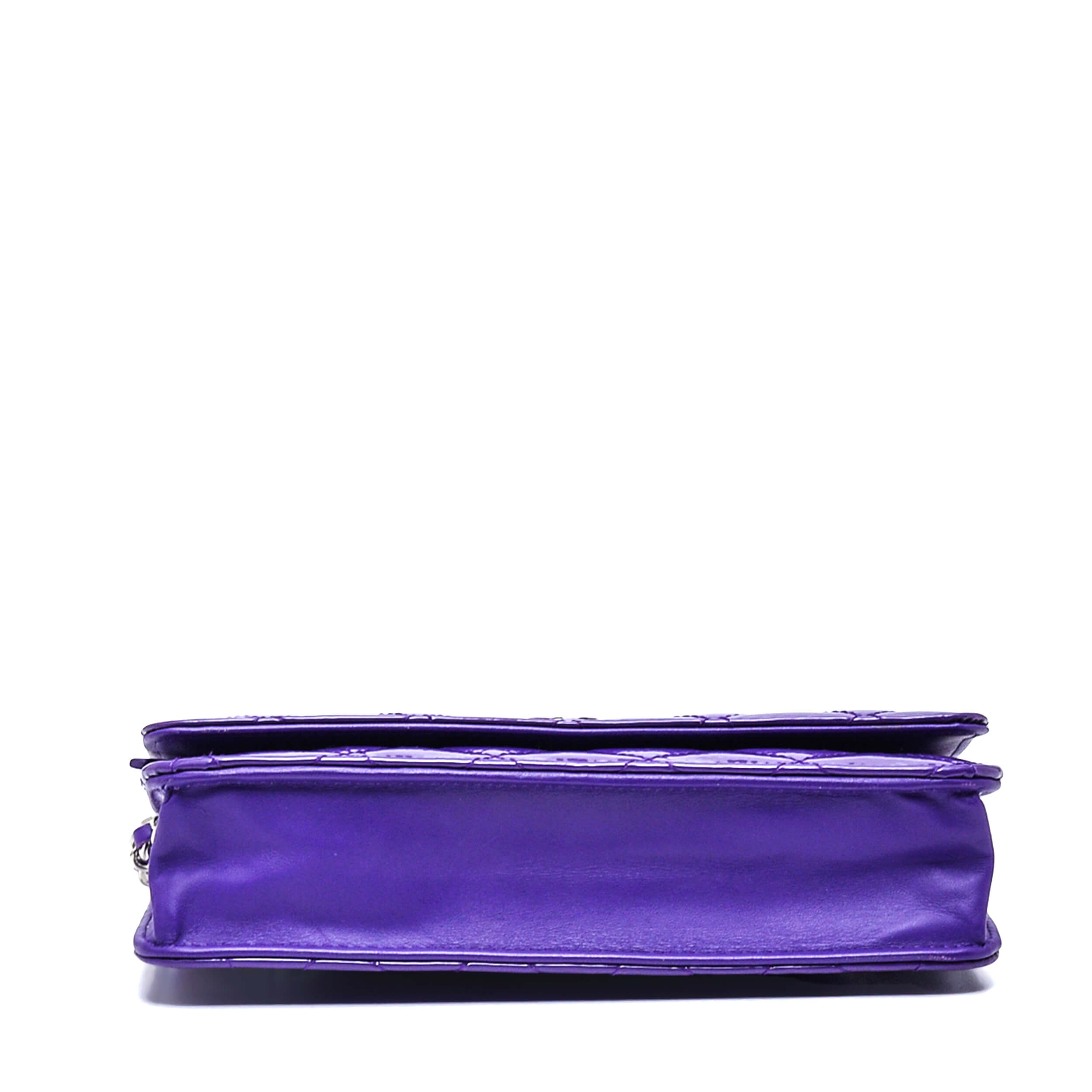 Chanel - Purple Quilted Patent Leather Wallet on Chain WOC Bag